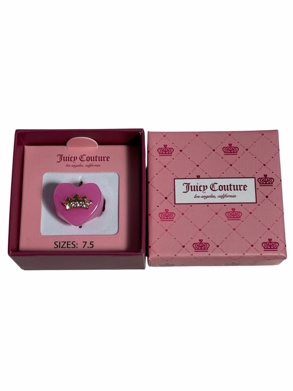 Juicy Couture Pink Heart Crown Ring Size 7.5 - NIB